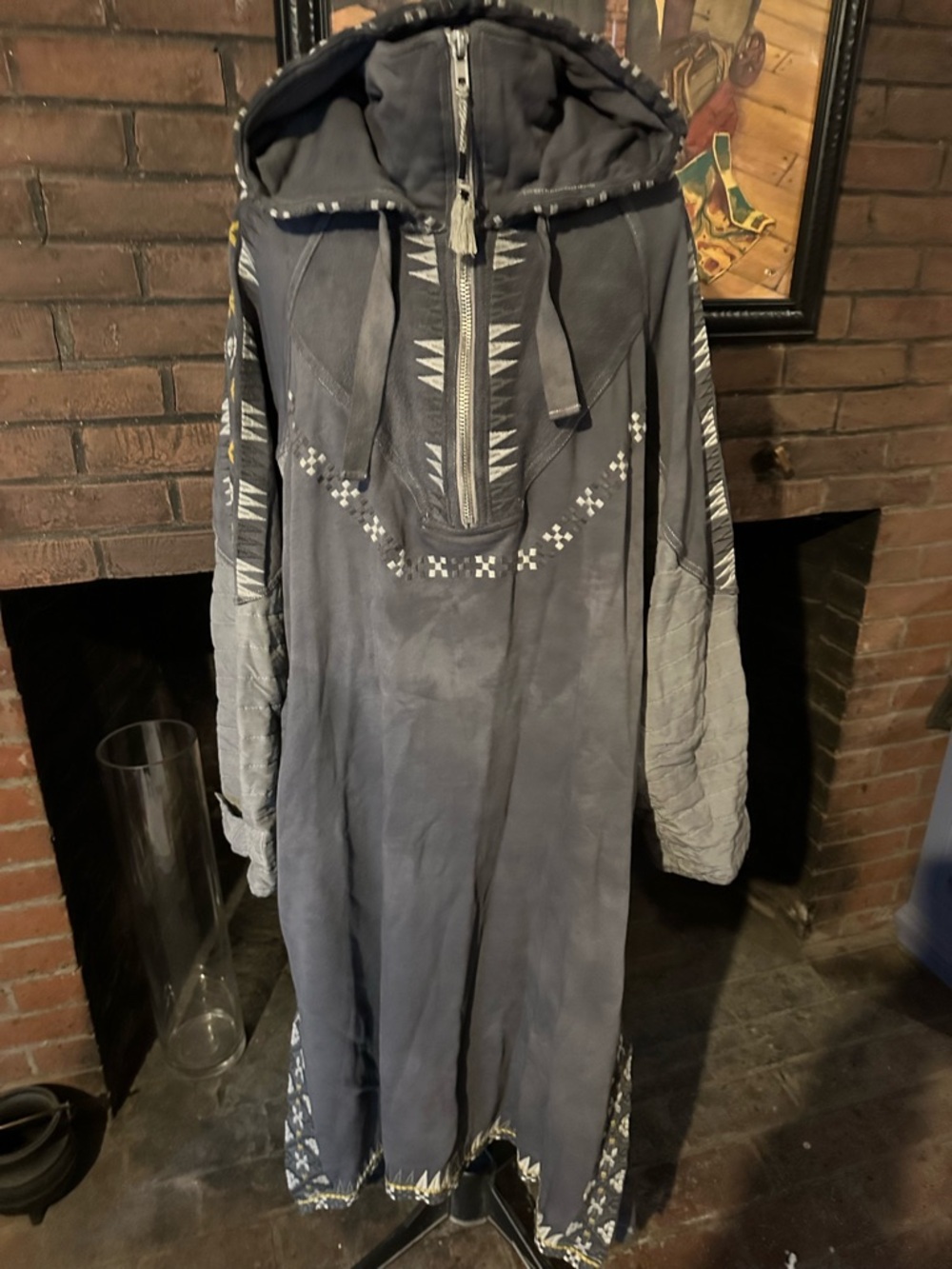 We The Free long embroidered hoodie loungewear M *read*